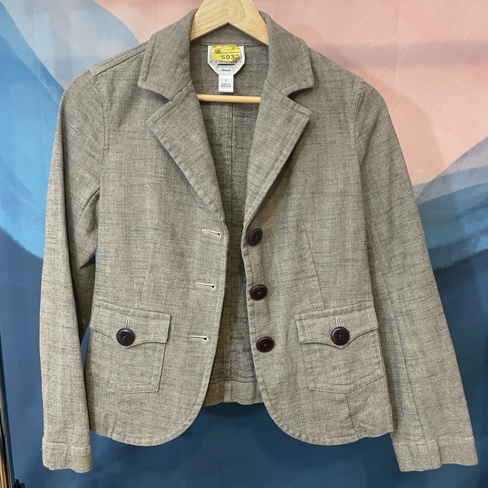 Talbots Herringbone Blazer in Gray Sz 2